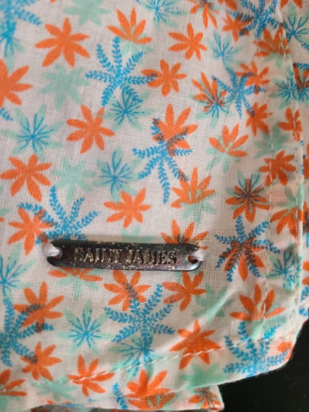 Saint James button-down Shirt White floral Women's size US 8 Cotton - Picture 8 of 10